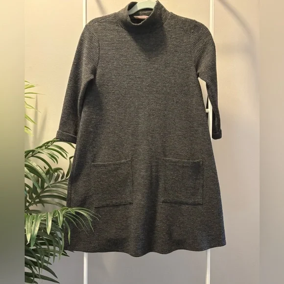 Everly Charcoal Mock Neck Sweater Dress - Picture 3 of 12